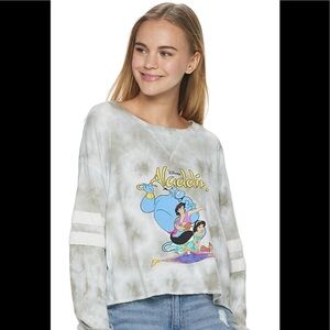Disney Aladdin Long Sleeve Crop Graphic Tee New